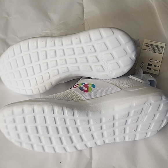 adidas Kids White Slip-On Sneakers with Rainbow Logo Band - Picture 5 of 5